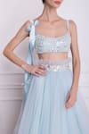 Shop_Dilnaz Karbhary_Blue Net Pearl Embellished Bustier_Online_at_Aza_Fashions