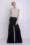 Buy_Dilnaz_Black Net Embellished Pearls Round Hand Jumpsuit  _at_Aza_Fashions