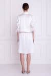 Shop_Dilnaz_White Pure Silk Satin Embellished Front Twist Knot Shirt Dress _at_Aza_Fashions