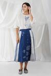 Buy_Yavi_Blue 100%cotton Floral Motifs Nami Block Print Skirt_at_Aza_Fashions