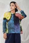 Yavi Multi Color 100%silk Abstract Motifs Chinese Collar Reka Silk Printed Shirt Online at Aza Fashions Yavi_Multi Color 100%silk Abstract Motifs Chinese Collar Reka Silk Printed Shirt _Online_at_Aza_Fashions