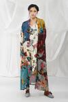 Buy_Yavi_Multi Color 36%viscose, 64%cupro Floral Motifs Lapel Collar Iro Print Jacket_at_Aza_Fashions