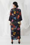 Shop_Yavi_Black Silk Floral Print Collared Neck Hana Dress _at_Aza_Fashions