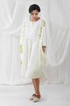 Buy_Yavi_White 100%cotton Floral, Geometric Motifs Notched Nai Block Print Dress_Online_at_Aza_Fashions
