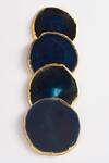 Shop_Elysian Home_Blue Natural Agate Stone Hand Carved Coaster Set Of 4_at_Aza_Fashions