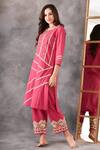 Amrita Artisanal Clothing_Pink Cotton Gota Work Kurta Palazzo Set_Online_at_Aza_Fashions