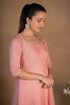 Buy_Pants and Pajamas_Pink Embroidered Zardozi Work Round Chanderi Kurta _Online_at_Aza_Fashions