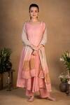 Pants and Pajamas_Pink Chanderi Ombre Zari Work Dupatta_Online_at_Aza_Fashions