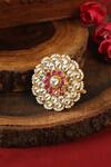Buy_Tizora_White Diamonds, Pearls Classic Ethnic Pachi Kundan Ring _Online_at_Aza_Fashions