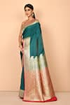 Nazaakat by Samara Singh_Green Banarasi Silk Handloom Woven Paisley Saree_Online_at_Aza_Fashions