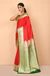 Nazaakat by Samara Singh_Red Banarasi Silk Handloom Woven Paisley Saree_Online_at_Aza_Fashions