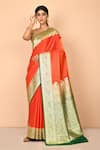 Buy_Nazaakat by Samara Singh_Orange Banarasi Silk Handloom Woven Paisley Saree_at_Aza_Fashions
