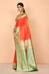Nazaakat by Samara Singh_Orange Banarasi Silk Handloom Woven Paisley Saree_Online_at_Aza_Fashions