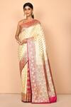 Buy_Arihant Rai Sinha_Beige Banarasi Katan Silk Woven Saree_at_Aza_Fashions