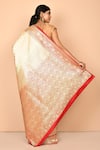 Shop_Nazaakat by Samara Singh_Beige Banarasi Katan Silk Woven Floral Saree_at_Aza_Fashions