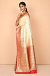 Nazaakat by Samara Singh_Beige Banarasi Katan Silk Woven Floral Saree_Online_at_Aza_Fashions