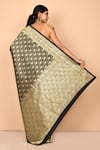 Shop_Nazaakat by Samara Singh_Black Banarasi Katan Silk Woven Floral Pattern Saree With Running Blouse_at_Aza_Fashions