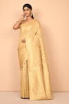Buy_Nazaakat by Samara Singh_White Banarasi Katan Silk Woven Floral Saree With Running Blouse_at_Aza_Fashions