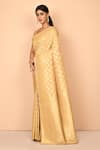 Nazaakat by Samara Singh_White Banarasi Katan Silk Woven Floral Saree With Running Blouse_Online_at_Aza_Fashions