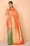 Buy_Nazaakat by Samara Singh_Orange Banarasi Katan Silk Woven Floral Saree With Running Blouse_at_Aza_Fashions