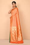 Nazaakat by Samara Singh_Orange Banarasi Katan Silk Woven Floral Saree With Running Blouse_Online_at_Aza_Fashions