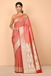 Buy_Nazaakat by Samara Singh_Red Banarasi Silk Handloom Woven Floral Saree_at_Aza_Fashions