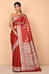 Buy_Nazaakat by Samara Singh_Maroon Banarasi Silk Handloom Woven Floral Saree_at_Aza_Fashions