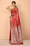 Nazaakat by Samara Singh_Maroon Banarasi Silk Handloom Woven Floral Saree_Online_at_Aza_Fashions