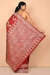 Shop_Nazaakat by Samara Singh_Maroon Banarasi Silk Handloom Woven Floral Saree_at_Aza_Fashions