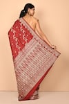 Shop_Nazaakat by Samara Singh_Maroon Banarasi Silk Handloom Embroidered Floral Woven Saree_at_Aza_Fashions