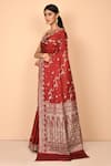Nazaakat by Samara Singh_Maroon Banarasi Silk Handloom Embroidered Floral Woven Saree_Online_at_Aza_Fashions