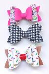 Shop_The Peach Street_Multi Color Printed Bows Set Of 3_at_Aza_Fashions