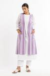 Three_Purple Cotton Poplin Striped Sleeveless Jacket_Online_at_Aza_Fashions