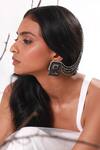 Vaidaan Black Metallic Thread, Beads Khizan Earrings With Ear Chain Online at Aza Fashions Vaidaan_Black Metallic Thread, Beads Khizan Earrings With Ear Chain _Online_at_Aza_Fashions