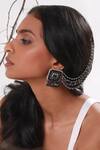 Buy Vaidaan Black Metallic Thread, Beads Khizan Earrings With Ear Chain Online at Aza Fashions Buy_Vaidaan_Black Metallic Thread, Beads Khizan Earrings With Ear Chain _Online_at_Aza_Fashions