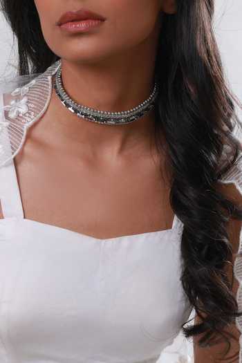 Shop_Vaidaan_Grey Zakaria Choker _Online_at_Aza_Fashions