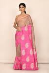 Buy_Khwaab By Sanjana Lakhani_Pink Kora Silk Woven Saree_at_Aza_Fashions