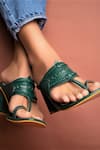 Buy_THE ALTER_Green Amirah Kolhapuri Block Heels _Online_at_Aza_Fashions