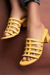 Buy_THE ALTER_Yellow Caged Mule Block Heels  _at_Aza_Fashions