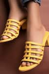 THE ALTER_Yellow Caged Mule Block Heels  _at_Aza_Fashions