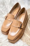 Shop_THE ALTER_Beige Tessa Buckle Detail Platform Loafers _at_Aza_Fashions