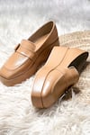 THE ALTER_Beige Tessa Buckle Detail Platform Loafers _Online_at_Aza_Fashions