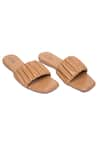 THE ALTER_Beige Ruched Strap Sliders _Online_at_Aza_Fashions