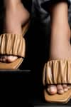 Buy_THE ALTER_Beige Ruched Strap Sliders _Online_at_Aza_Fashions