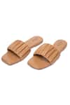 THE ALTER_Beige Ruched Strap Sliders _at_Aza_Fashions