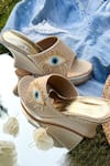 Buy_THE ALTER_Beige Embroidery Evil Eye Jute Wedges  _at_Aza_Fashions