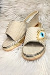 THE ALTER_Beige Embroidery Evil Eye Jute Wedges  _Online_at_Aza_Fashions