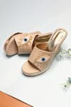 Buy_THE ALTER_Beige Embroidery Evil Eye Jute Wedges  _Online_at_Aza_Fashions