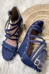 THE ALTER_Blue Embellished Denim Strappy Wedges _Online_at_Aza_Fashions