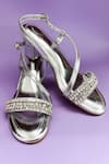 Buy_THE ALTER_Silver Embellished Izrah Rhinestone Block Heels _Online_at_Aza_Fashions